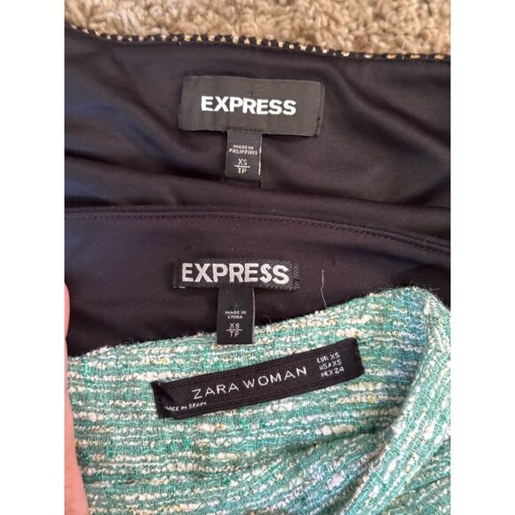 EXPRESS ZARA Sequin Tweed Mini Skirt Bodycon Partywear Stretch Career Sz XS READ - Picture 3 of 14